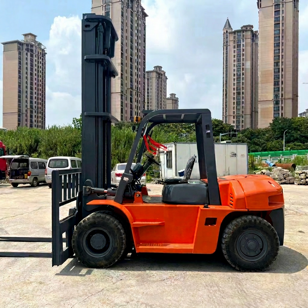 Heli Diesel Forklift 70 Model Three Stage Mast Pneumatic Tire Outdoor Construction Use New Condition