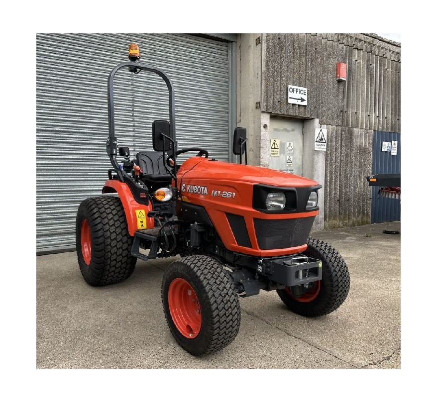 Newer Kubota EK1 261 tractor for sale featuring a 24.4 hp 3 cylinder engine and 750 kg weight capacity hoist