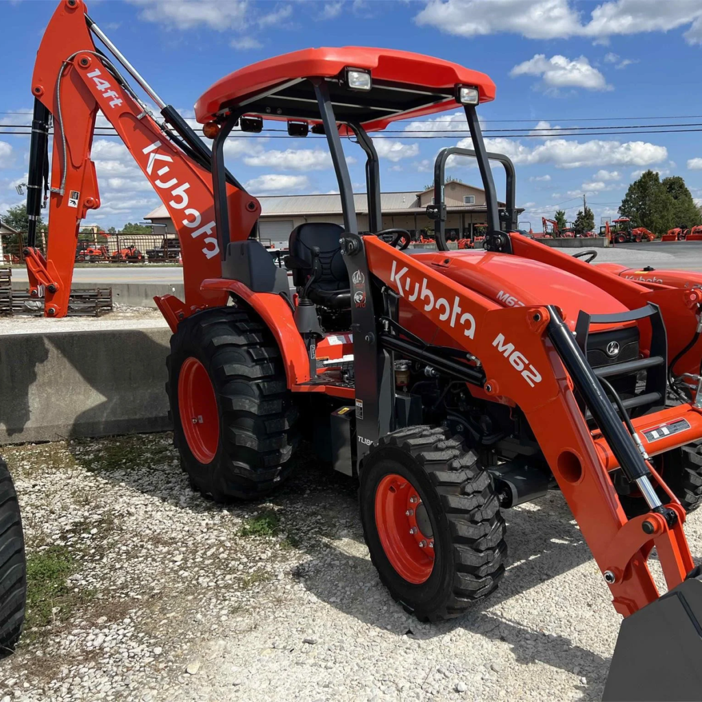 Original Kubota Tractor M62 63Hp with Front Loader and BACKHOE Attached Complete Kubota Tractor